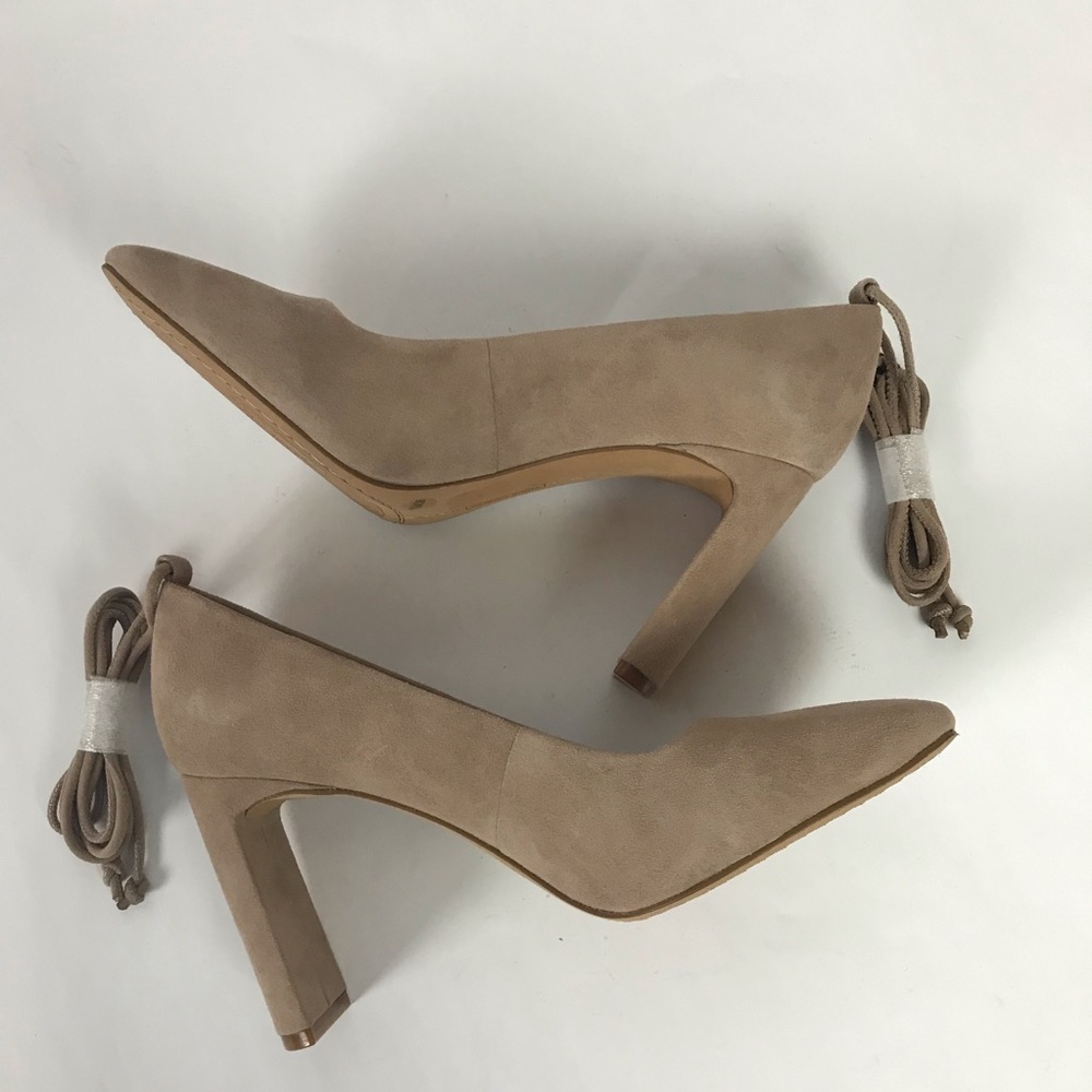 Vince Camuto Damell Suede Ankle Wrap Pump in Taupe - Picture 5 of 8